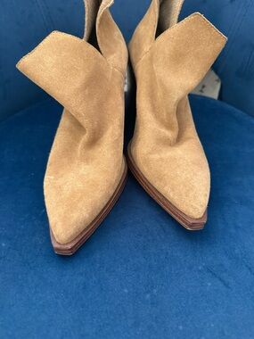 Vince Camuto Tan Suede Pointed Toe Ankle Booties
